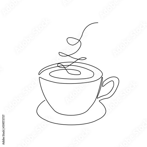 coffe one line illustration. line art coffee drawing vector