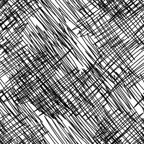 Endless wallpaper with inky chaotic doodle pattern on white square background