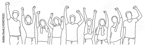 Young people waving hands.