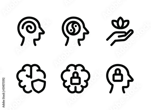 Simple Set of Mental Health Related Vector Line Icons. Contains Icons as Headache, Meditation, Brain and more.
