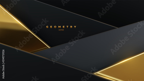 Canvastavla Abstract background with black and golden geometric shapes.