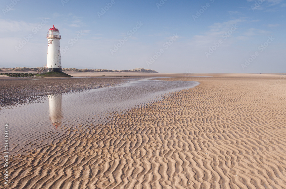 Talacre beach-Flintshire, North Wales April 18 2022 rippled sand early morning low tide
