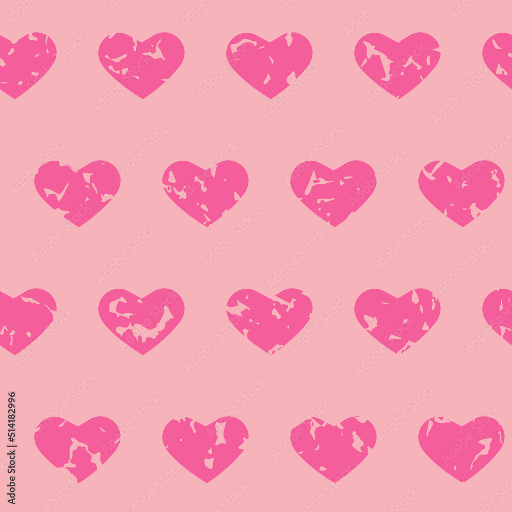 Heart pink seamless pattern for wrapping paper and textile, romantic pattern