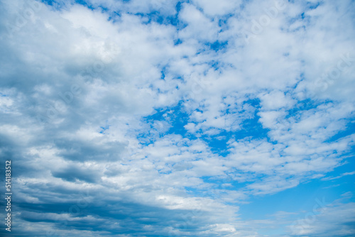 blue cloudy sky background with white fluffy clouds