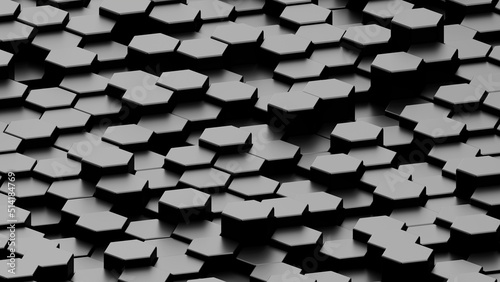 Dark hexagon wallpaper or background. 3d render © Rafa Fernandez