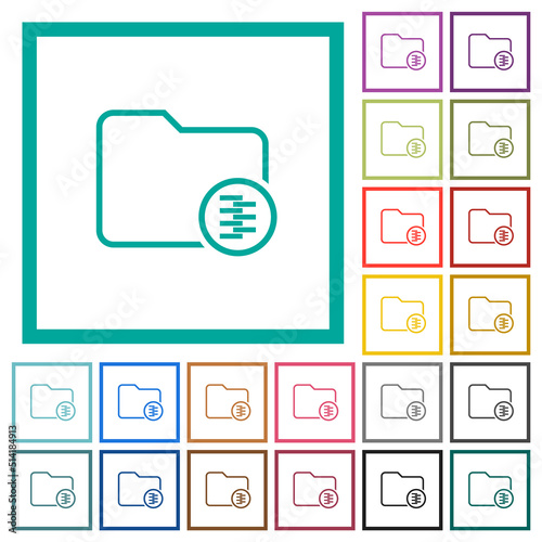 Zipped directory flat color icons with quadrant frames