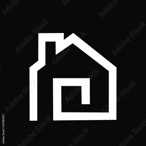 Residential building vector icon. Construction business, insurance, smart home logo design element. Simple classic white. Vector illustration
