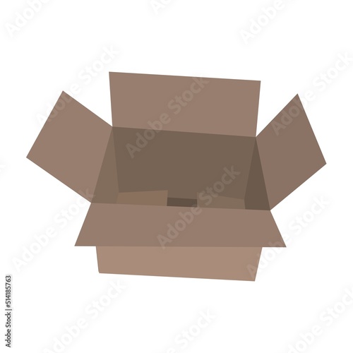 Open brown cardboard box, vector illustration