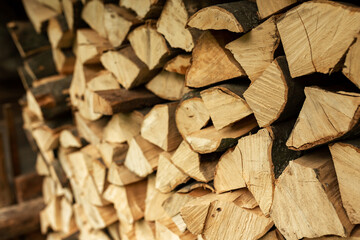 Fototapete Brennholz Textur Layered chopped firewood for the stove. TEXTURE  © Nick