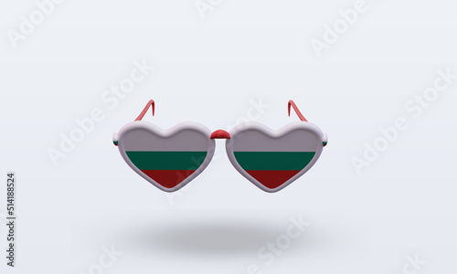 3d sunglasses love Bulgaria flag rendering front view