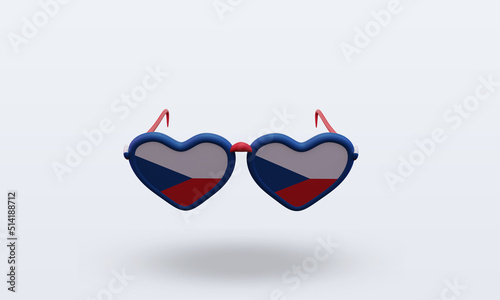 3d sunglasses love Czech Republic flag rendering front view