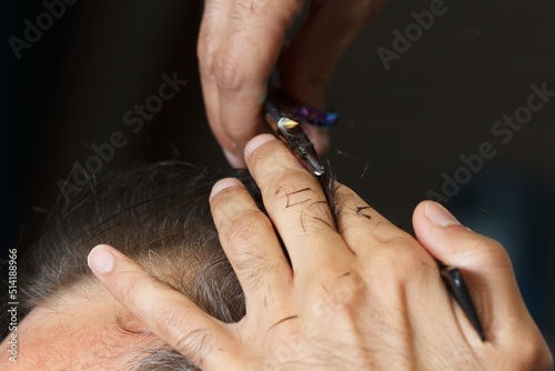 Barbershop salon hairdresser beard barber,  hair customer.