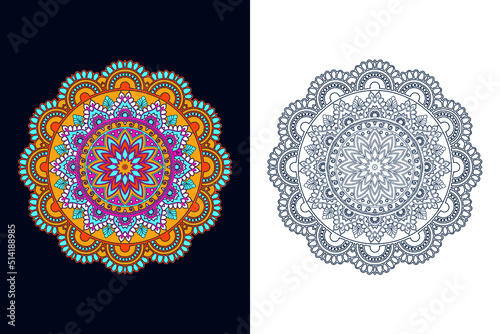Flower Mandalas, decorative elements, Ornament mandala, Vector indian Mandala pattern design vector, coloring book adults content relaxing