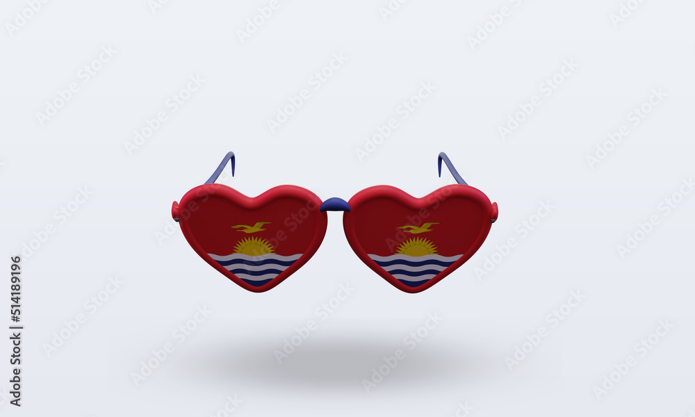 3d sunglasses love Kiribati flag rendering front view