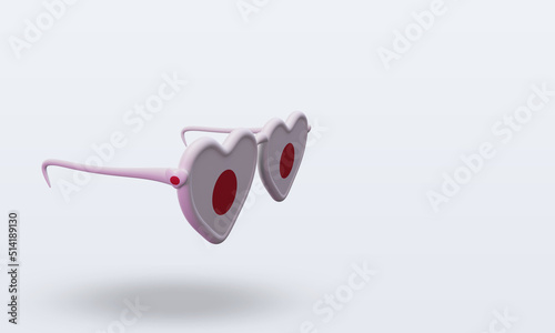 3d sunglasses love Japan flag rendering left view