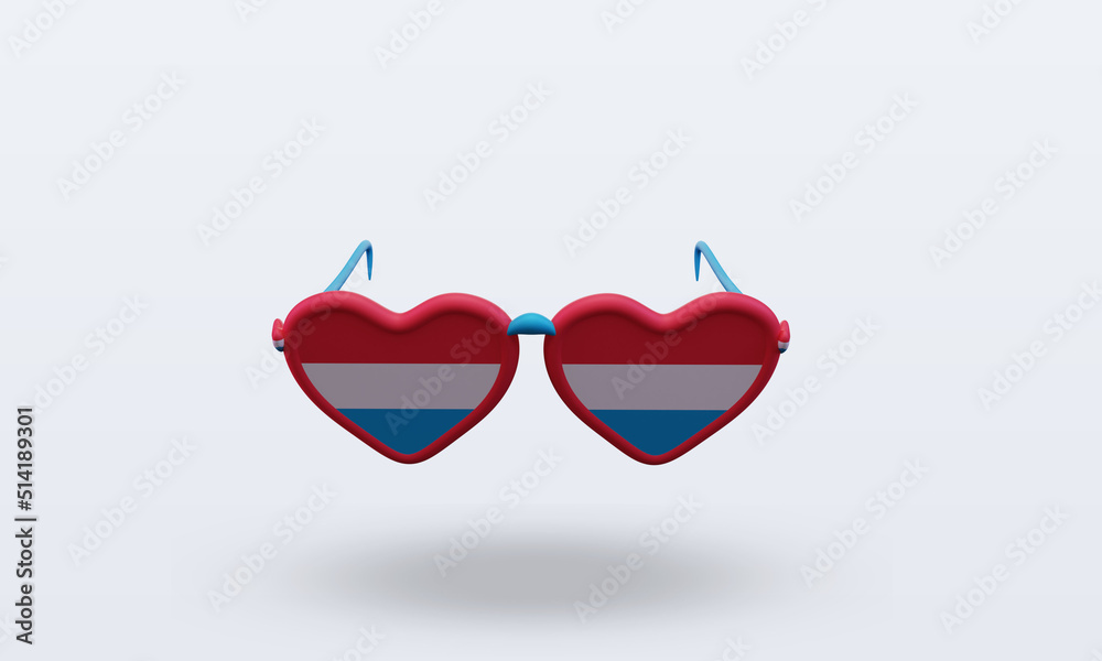 3d sunglasses love Luxembourg flag rendering front view 3d sunglasses love Luxembourg flag rendering front view
