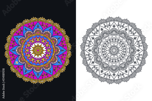 Flower Mandalas, Vector indian Mandala pattern design vector, decorative elements, Ornament mandala, coloring book adults content relaxing
