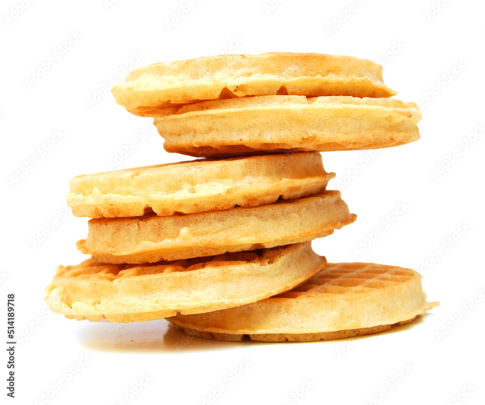 Freshly baked belgian waffles isolated on white background Freshly baked belgian waffles isolated on white background