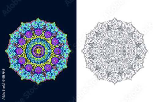 Mandalas Flower, decorative elements, Vector indian Mandala pattern design vector, Ornament mandala, coloring book adults content relaxing