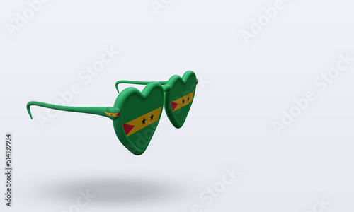 3d sunglasses love Sao Tome and Principe flag rendering left view