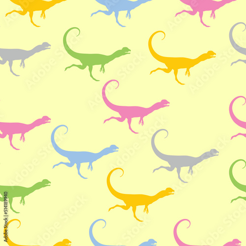 A pattern with dinosaurs. The perfect fashionable texture for baby fabrics and wallpaper.