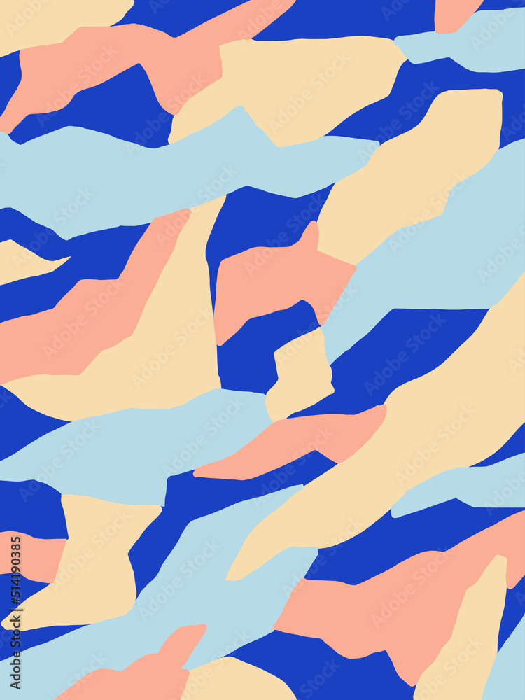 Abstract background in vector. Abstraction in blue, yellow, peachy colors. Different geometric shapes. Colorful banner. Abstract background in vector. Abstraction in blue, yellow, peachy colors. Different geometric shapes. Colorful banner.