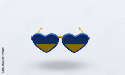 3d sunglasses love Ukraine flag rendering front view