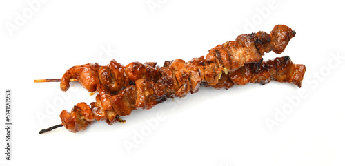 Hot Meat Dishes - BBQ Ribs on white background 