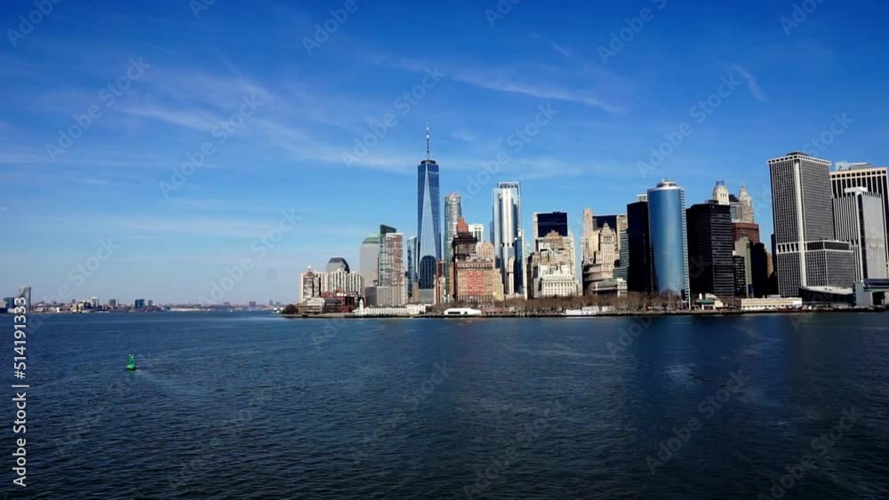 View from Staten Island ferry on Manhattan, New York, USA View from Staten Island ferry on Manhattan, New York, USA