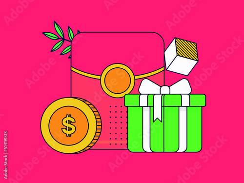 Invite friends to get red envelopes vector concept illustration