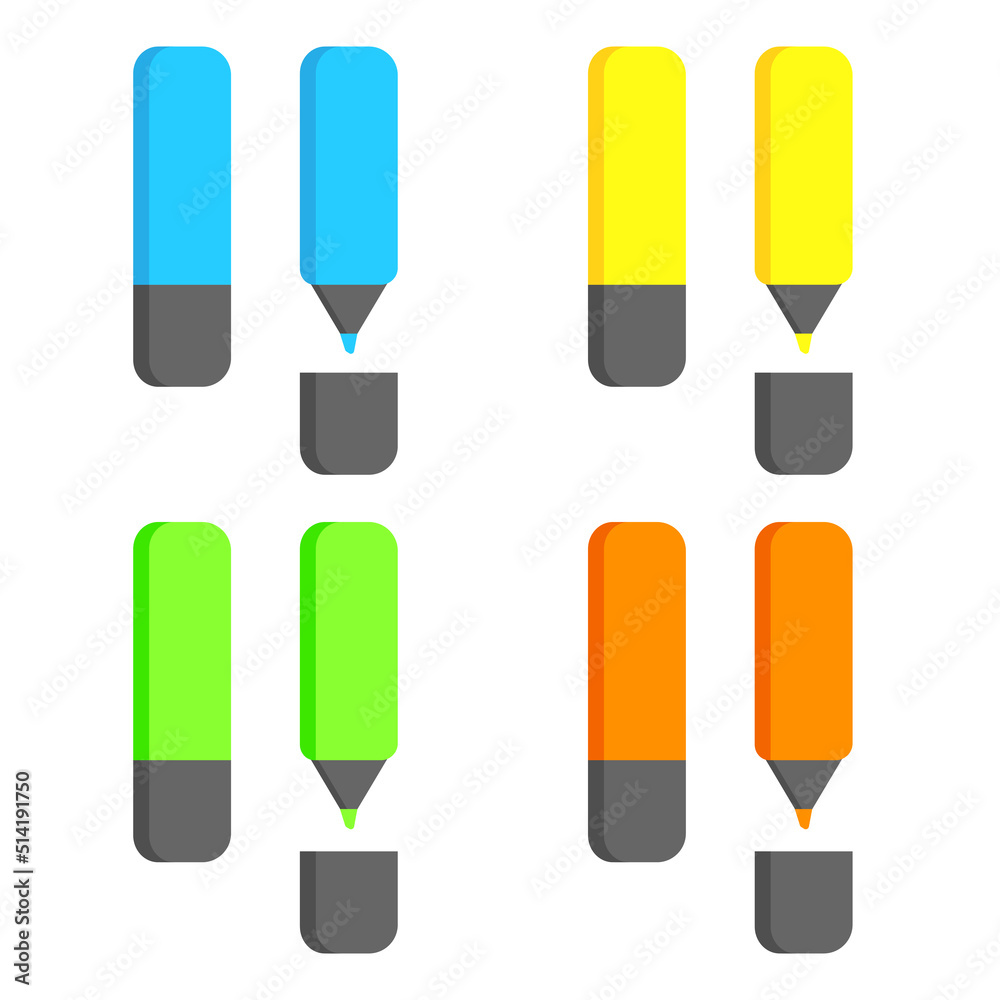 Colorful markers. jpg image. Set of markers on a light background. colored markers. Icon markers. jpeg image illustration.Isolated rainbow of colorful pen markers.

