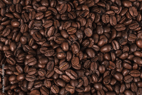 Texture surface pattern background of roasted coffee beans, Before being ground into a coffee drink for people like