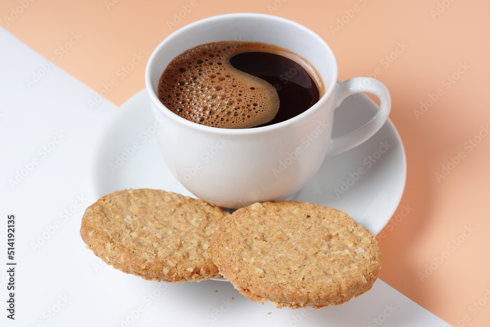Oat cookies and cup of coffee Oat cookies and cup of coffee