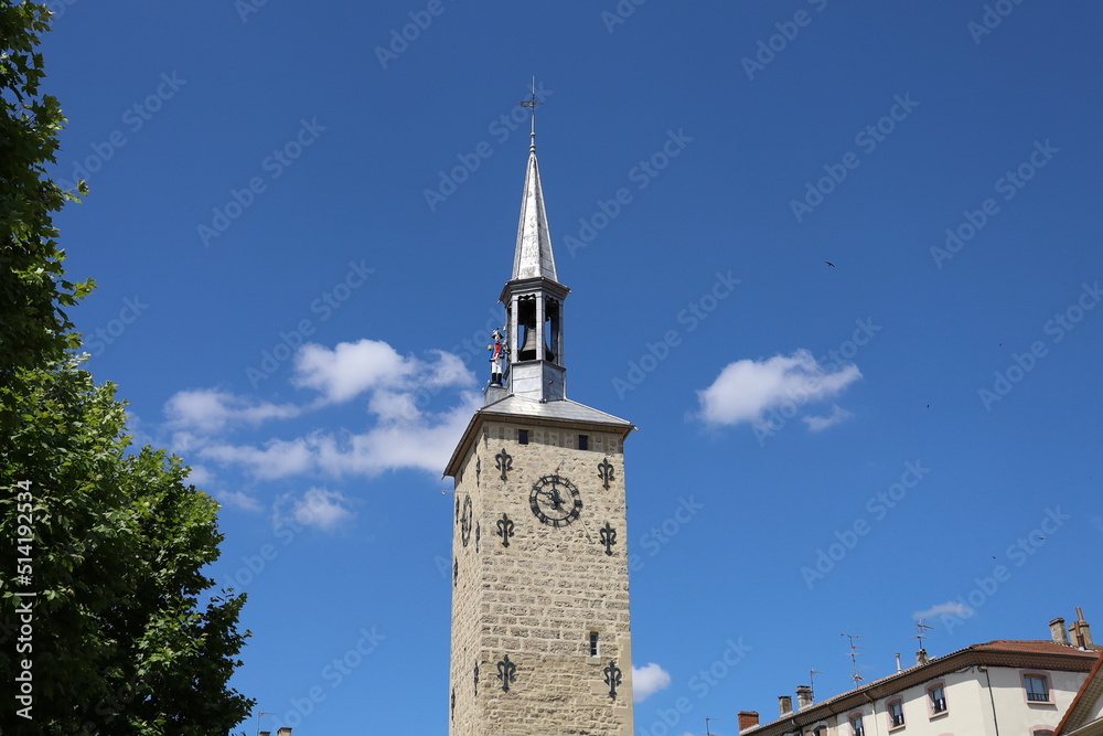La tour Jacquemart, tour de l'horloge, village de Romans sur Isère, France
