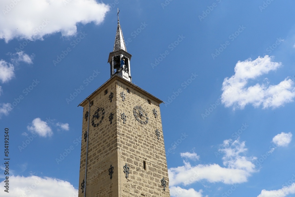 La tour Jacquemart, tour de l'horloge, village de Romans sur Isère, France