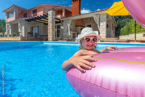 Croatia  Istria  Pula  blonde girl having fun at the pool