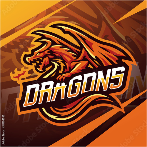 Dragon esport mascot logo design