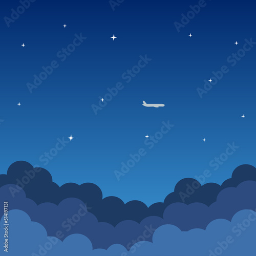 Sky image starry night sky background. jpeg illustration Paper isolated blue sky with white clouds background. Abstract poster paper cartoon design object for poster, flyer, postcard, web, banner