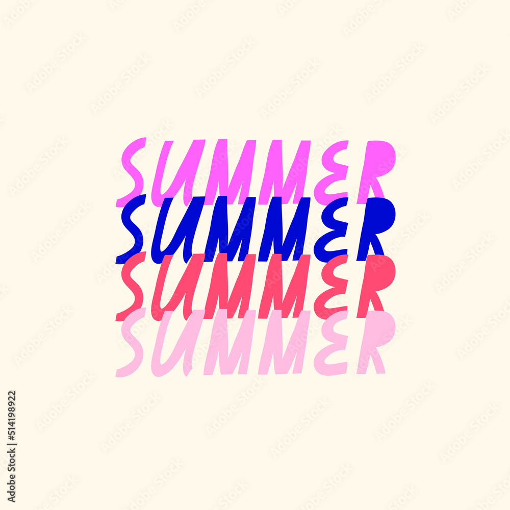 Colorful vector lettering. Summer. Hand drawn inscription. For cards, posters, stationery.
