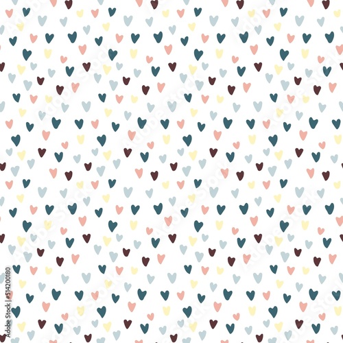 Cute pattern with small hearts. Drawn pattern for fabric, textile, wallpaper.