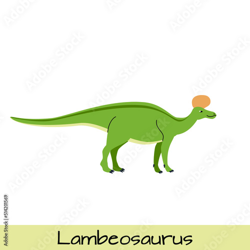 Lambeosaurus dinosaur vector illustration isolated on white background.