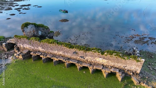 Aerial view of the old Jado tide mill in Argoños. Natural Park of the Marshes of Santoña, Victoria and Joyel. Cantabrian be. Cantabria, Spain, Europe photo