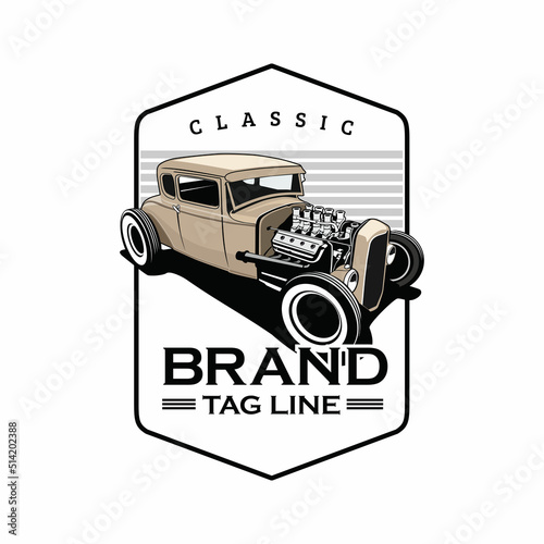 Classic car illustration ready made logo