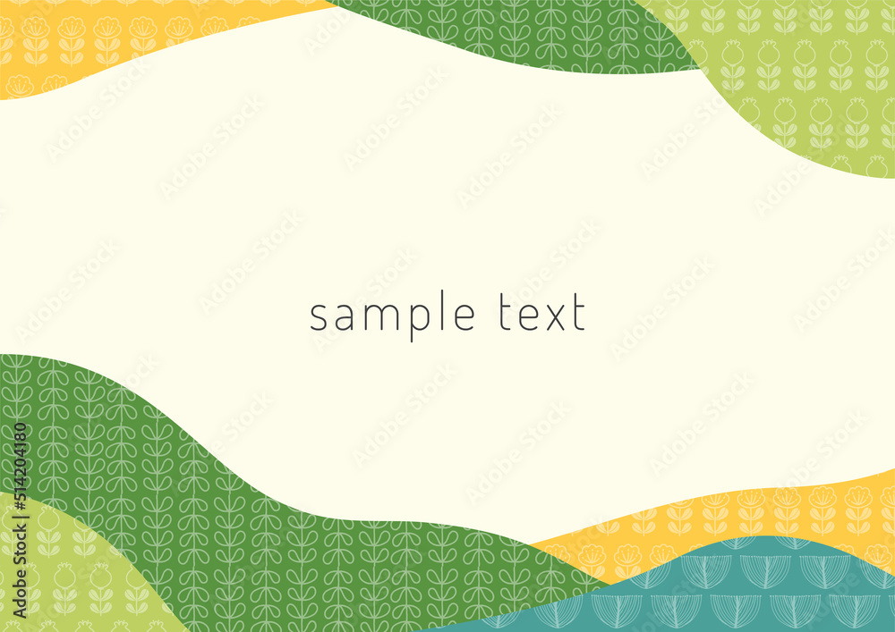 北欧風の植物柄のフレーム・背景素材