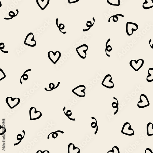 Obraz na płótnie seamless monochrome heart and line pattern background , greeting card or fabric w salonie