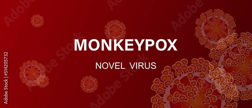 Medical banner Monkeypox virus. Vector microbiology background with text. Virus disease concept.