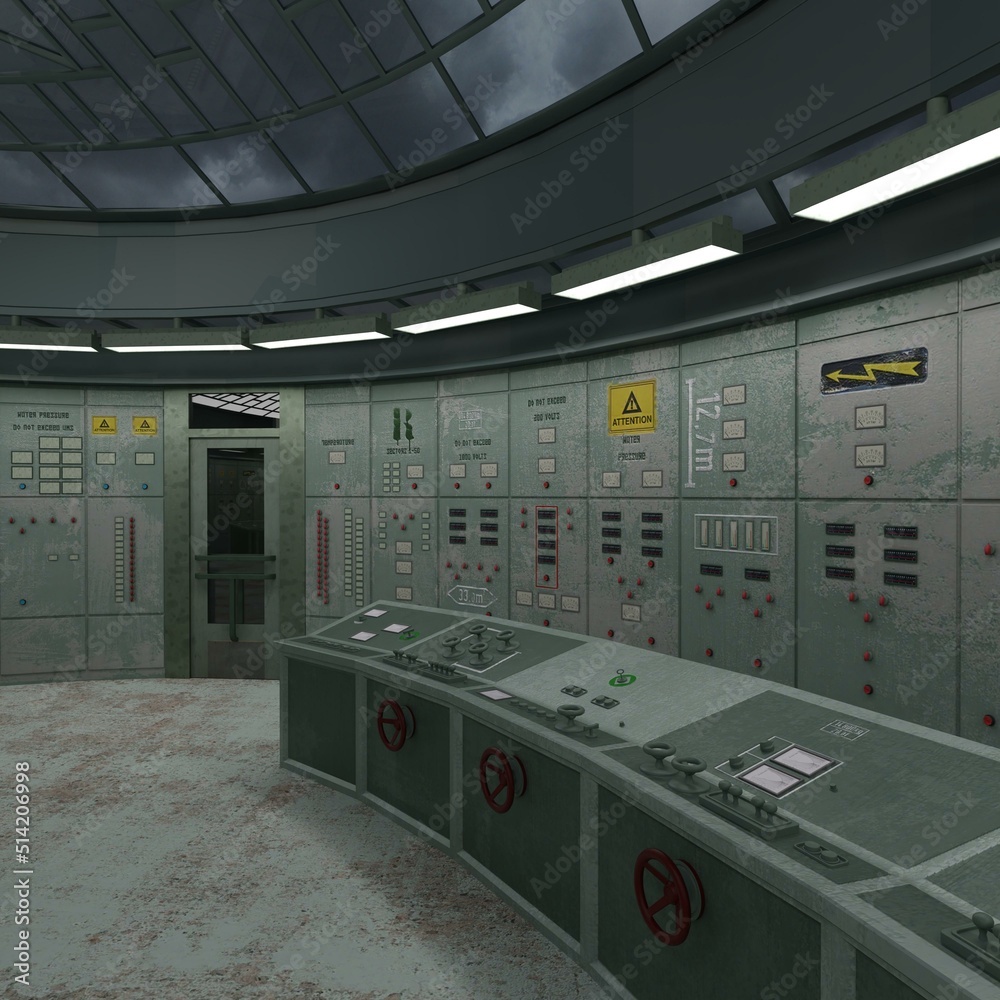 3D-illustration of the control room of an power plant 3D-illustration of the control room of an power plant