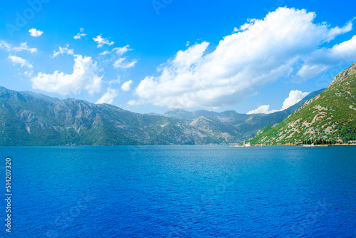 Beautiful summer landscape of the Bay of Kotor coastline - Boka Bay  Montenegro