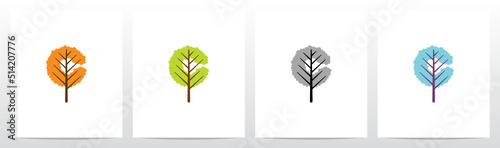 Tree With Leaf Forming Letter Logo Design C