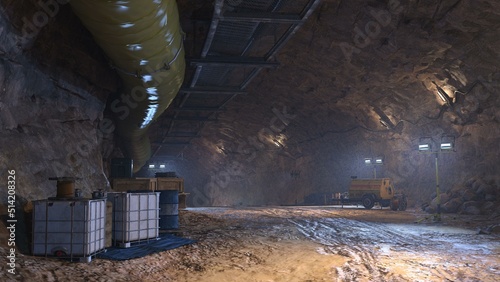 3d-illustration of an empty and scary undeground bunker